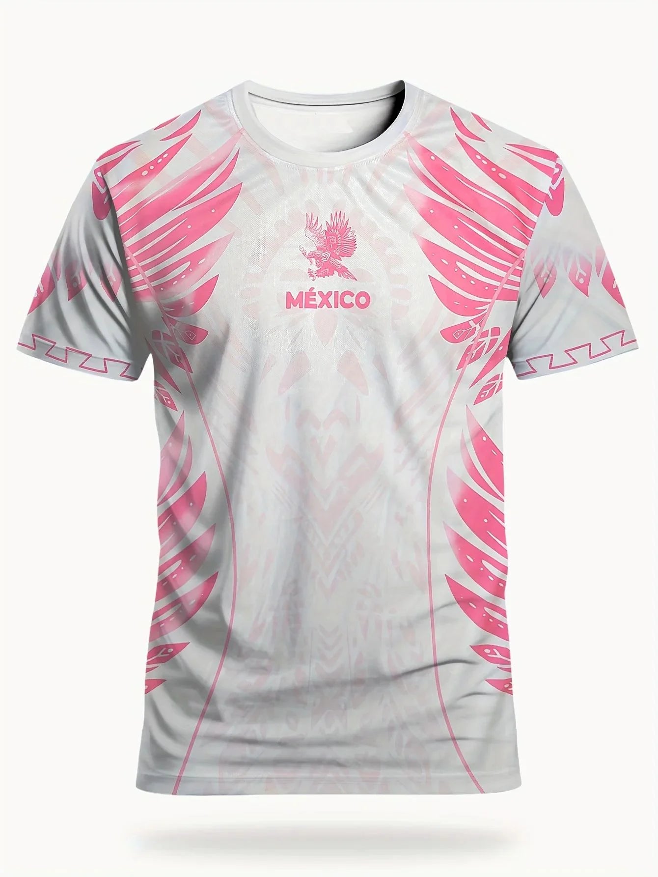Mexican men's football jersey & Aztec round neck comfortable sports top & with Aztec and Mayan civilization prints & suitable fo - Clothesfassion.store