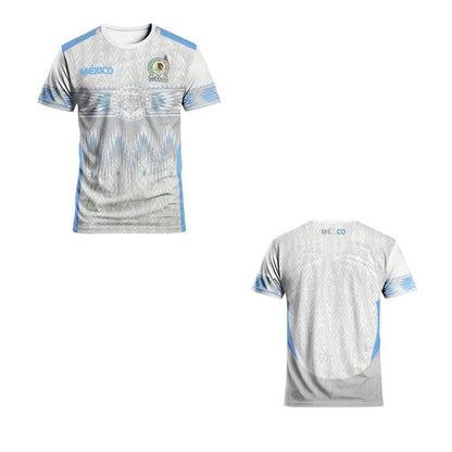 Mexican men's football jersey & Aztec round neck comfortable sports top & with Aztec and Mayan civilization prints & suitable fo - Clothesfassion.store