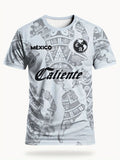 Mexican men's football jersey & Aztec round neck comfortable sports top & with Aztec and Mayan civilization prints & suitable fo - Clothesfassion.store