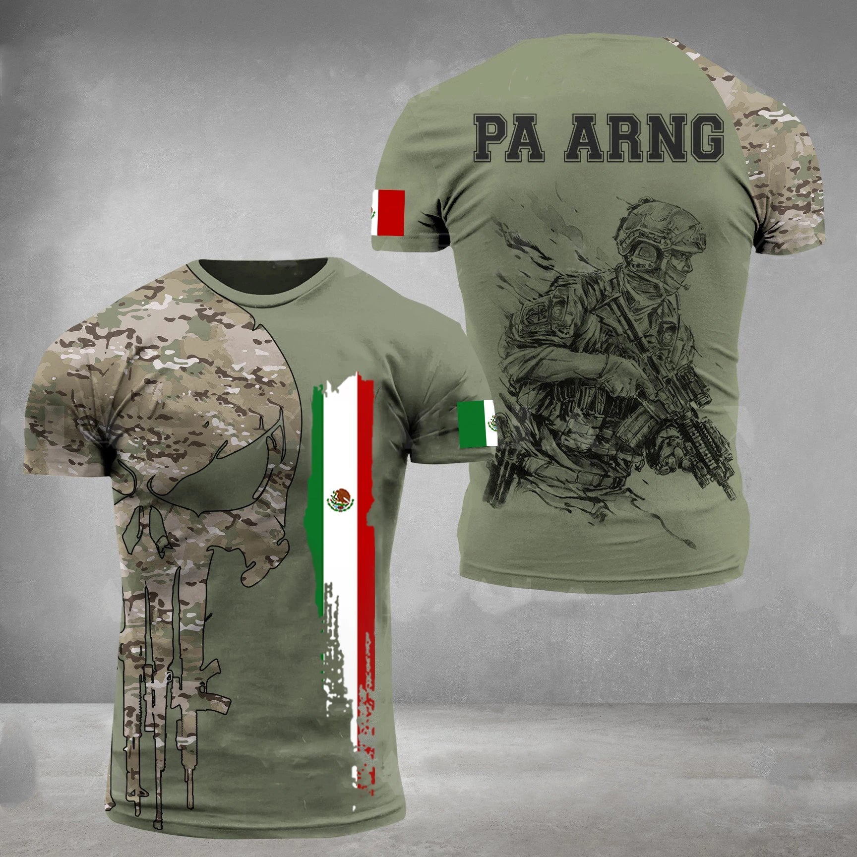 Mexico Flag Men's T-shirt Oversized Retired Military Graphic Casual Short Sleeve Tops Tees Mexican Outdoor Street Men's Clothing - Clothesfassion.store