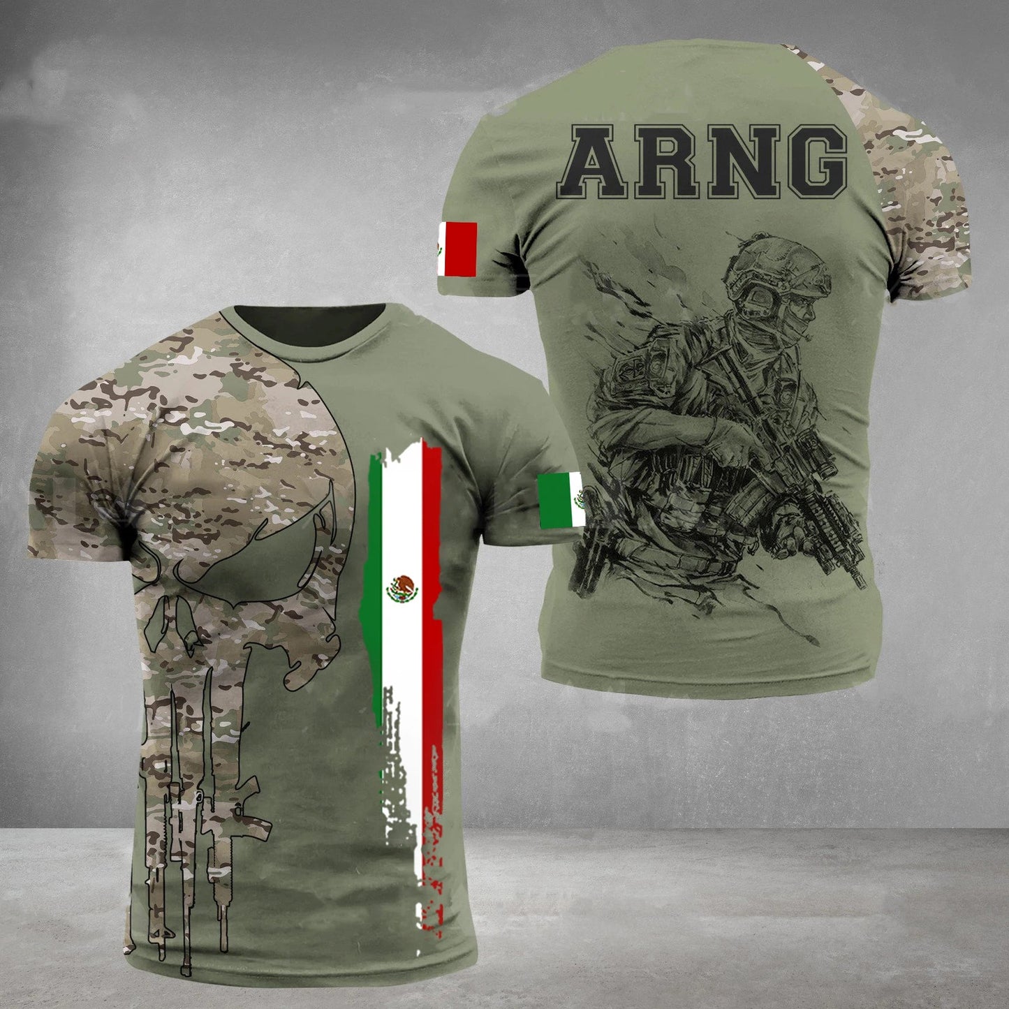 Mexico Flag Men's T-shirt Oversized Retired Military Graphic Casual Short Sleeve Tops Tees Mexican Outdoor Street Men's Clothing - Clothesfassion.store