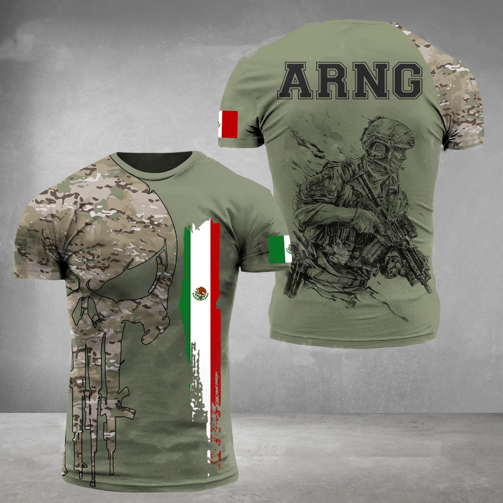 Mexico Flag Men's T-shirt Oversized Retired Military Graphic Casual Short Sleeve Tops Tees Mexican Outdoor Street Men's Clothing - Clothesfassion.store