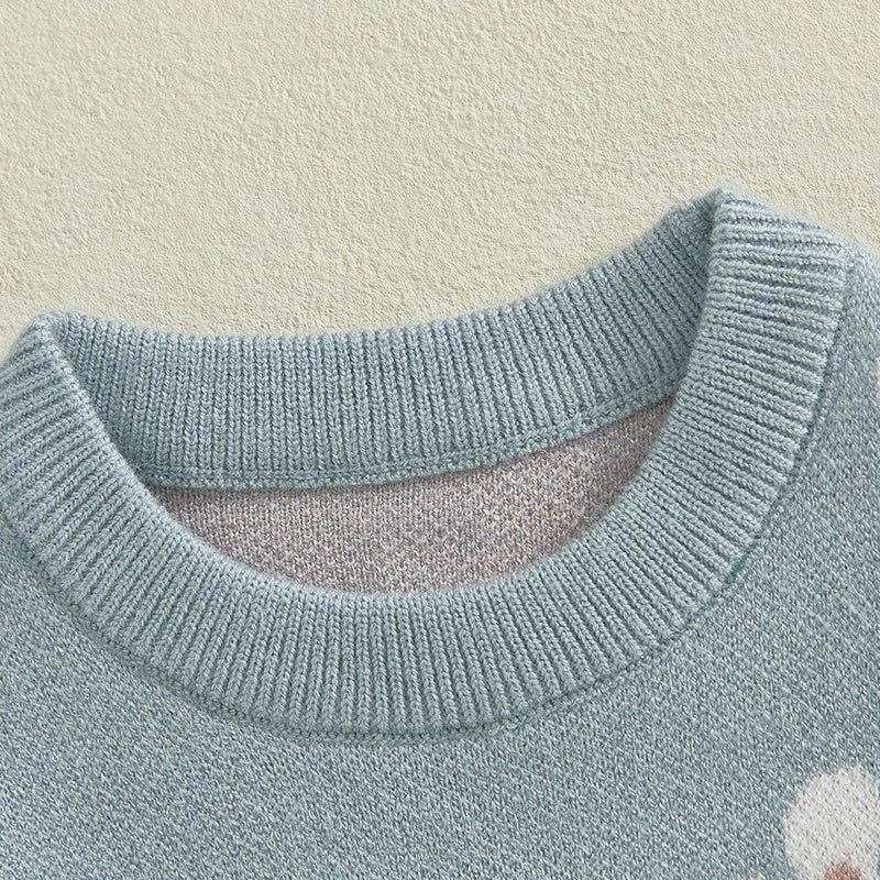 MISOWMNJOY Knitted Baby Girls Sweater Suits 2Pcs Spring Fall Newborn Outfits Short Sleeve Floral Tops + Shorts Toddler Clothes - Clothesfassion.store
