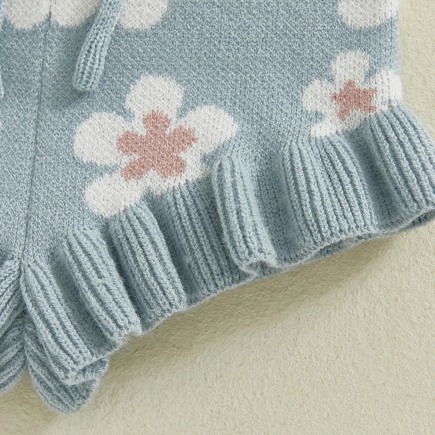 MISOWMNJOY Knitted Baby Girls Sweater Suits 2Pcs Spring Fall Newborn Outfits Short Sleeve Floral Tops + Shorts Toddler Clothes - Clothesfassion.store