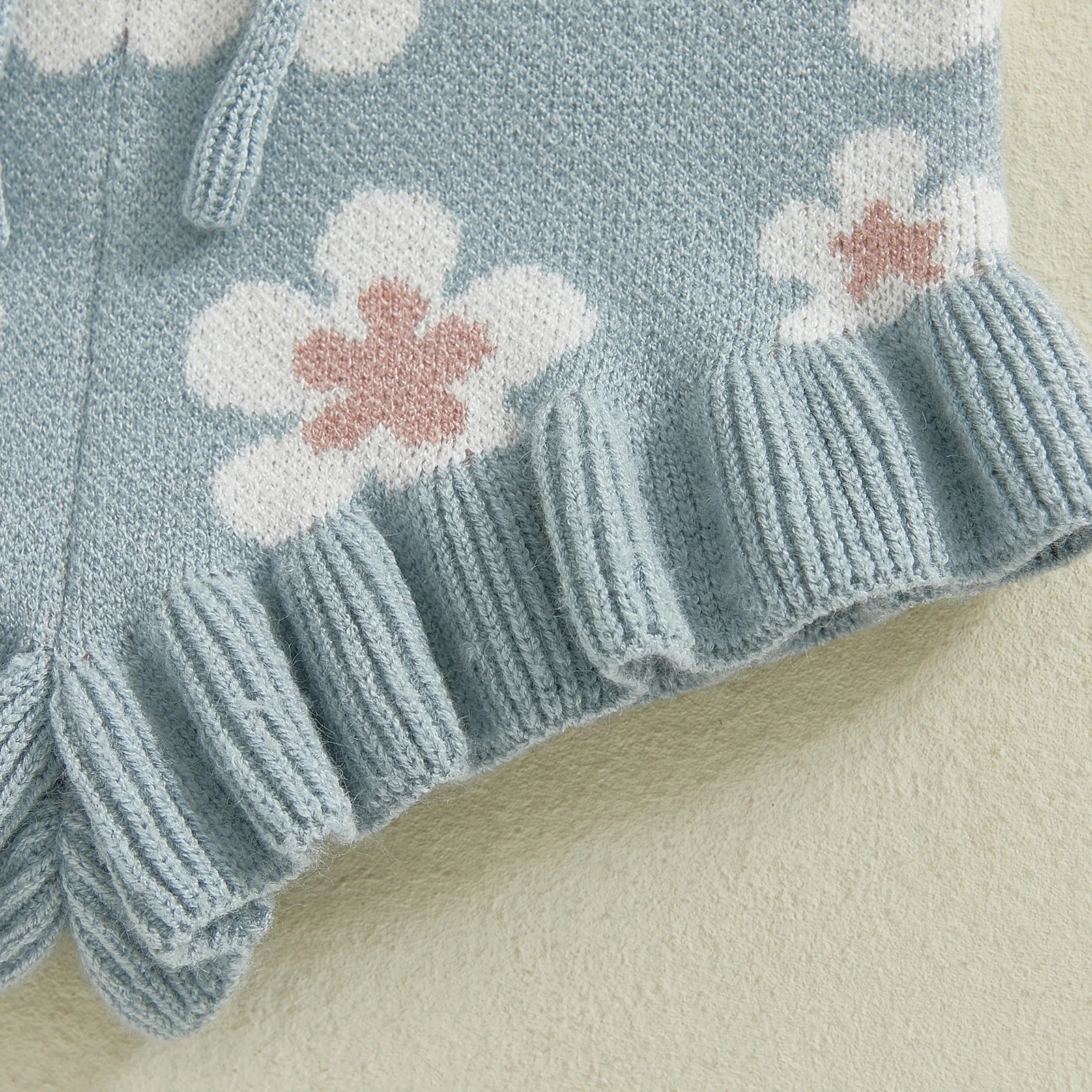 MISOWMNJOY Knitted Baby Girls Sweater Suits 2Pcs Spring Fall Newborn Outfits Short Sleeve Floral Tops + Shorts Toddler Clothes - Clothesfassion.store