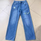 Mom Jeans Women Denim Pant Wide Leg Long Pants Hole High Waist Straight Trousers Y2k Streetwear Work Splice Casual 2025 Punk - Clothesfassion.store