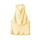 MUJER 2025 Halter Tops for Women Black Satin Backless Top Female Pink Summer Beach Top Woman off Shoulder Camisole Top Women - Clothesfassion.store