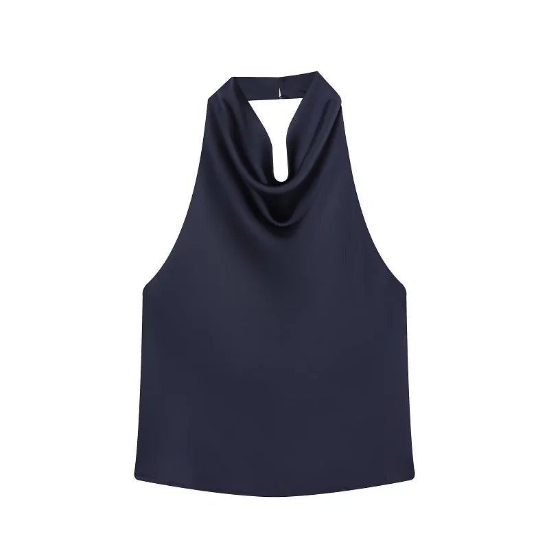 MUJER 2025 Halter Tops for Women Black Satin Backless Top Female Pink Summer Beach Top Woman off Shoulder Camisole Top Women - Clothesfassion.store