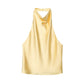 MUJER 2025 Halter Tops for Women Black Satin Backless Top Female Pink Summer Beach Top Woman off Shoulder Camisole Top Women - Clothesfassion.store