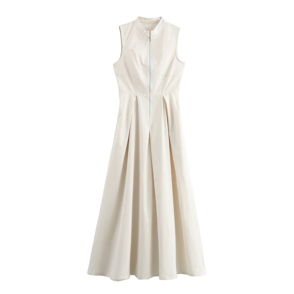 MUJER 2026 Draped Long Dresses for Women Zip Sleeveless Maxi Dress Woman Summer Holiday Womens Dresses Ruched Party Female Dress - Clothesfassion.store