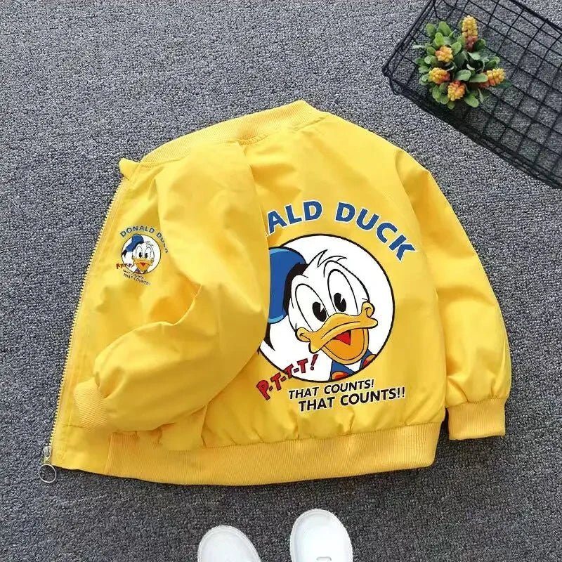 New Autumn Baby Boys Girls Jacket Fashion Cartoon Donald Duck Print Outerwear for Kids Clothes Spring Children Windbreaker Coats - Clothesfassion.store