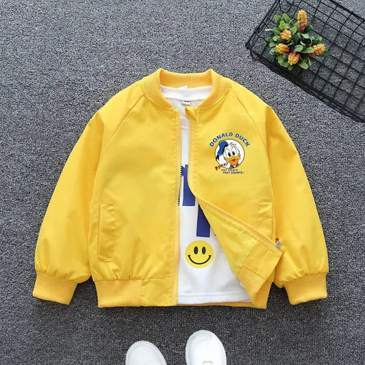 New Autumn Baby Boys Girls Jacket Fashion Cartoon Donald Duck Print Outerwear for Kids Clothes Spring Children Windbreaker Coats - Clothesfassion.store