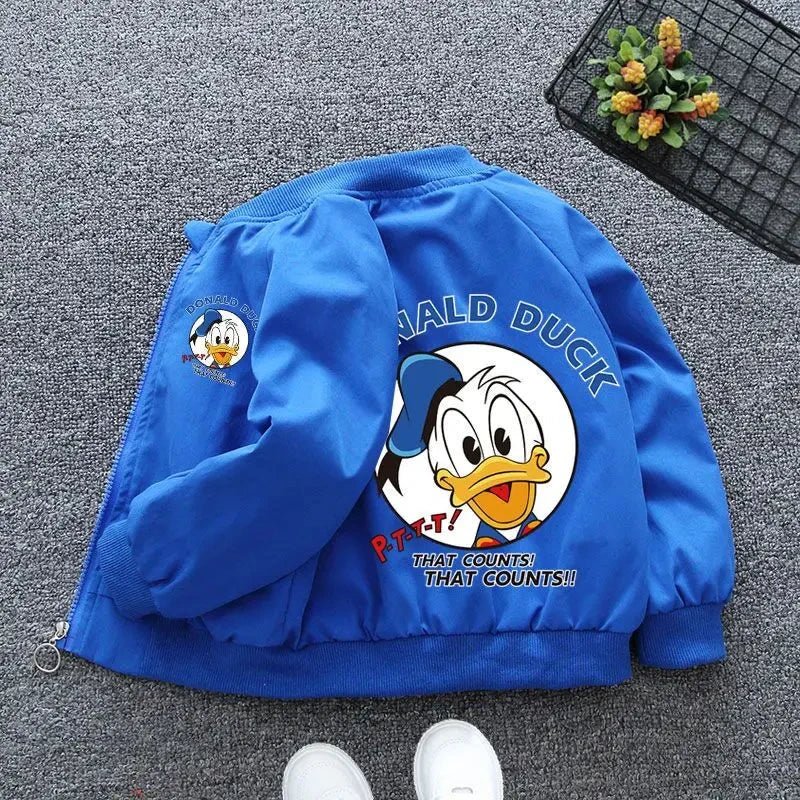 New Autumn Baby Boys Girls Jacket Fashion Cartoon Donald Duck Print Outerwear for Kids Clothes Spring Children Windbreaker Coats - Clothesfassion.store