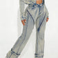 New Fashionable And Sexy Women's High Elasticity Washed Zipper Denim Pants - Clothesfassion.store
