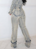 New Fashionable And Sexy Women's High Elasticity Washed Zipper Denim Pants - Clothesfassion.store