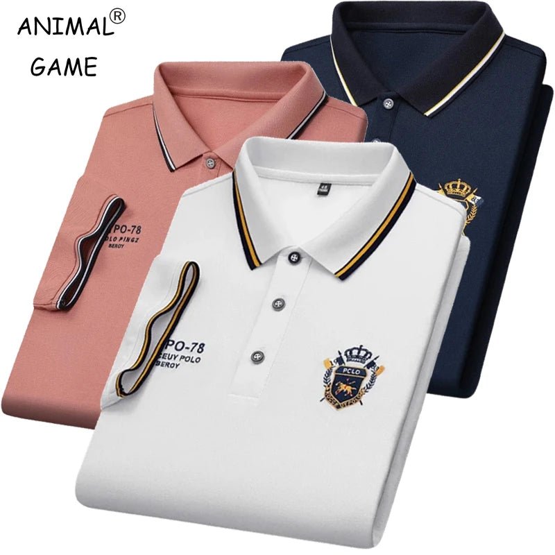 New Mens Embroidered Polo Shirts Summer Short Sleeve Shirt Luxury Top Lapel Streetwear Men Breathable Lightweight T Shirt Homme - Clothesfassion.store