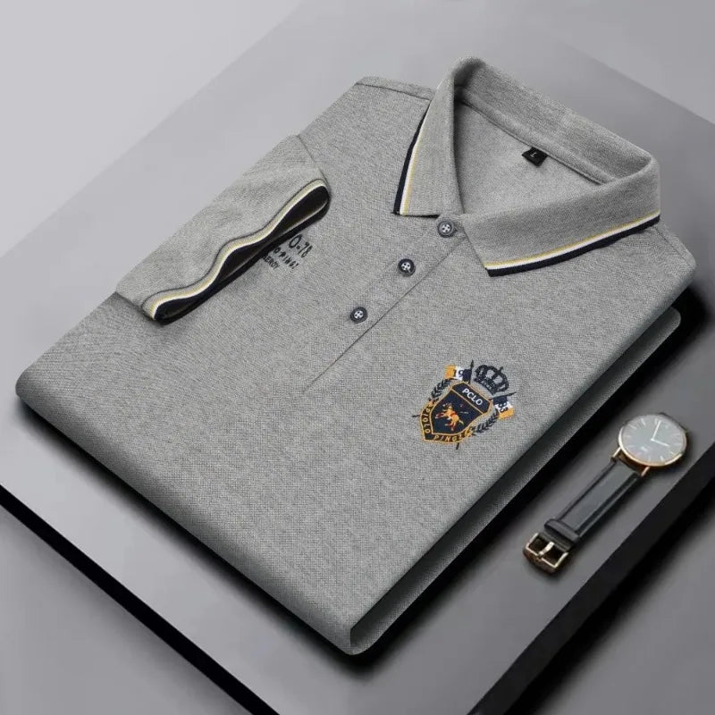 New Mens Embroidered Polo Shirts Summer Short Sleeve Shirt Luxury Top Lapel Streetwear Men Breathable Lightweight T Shirt Homme - Clothesfassion.store