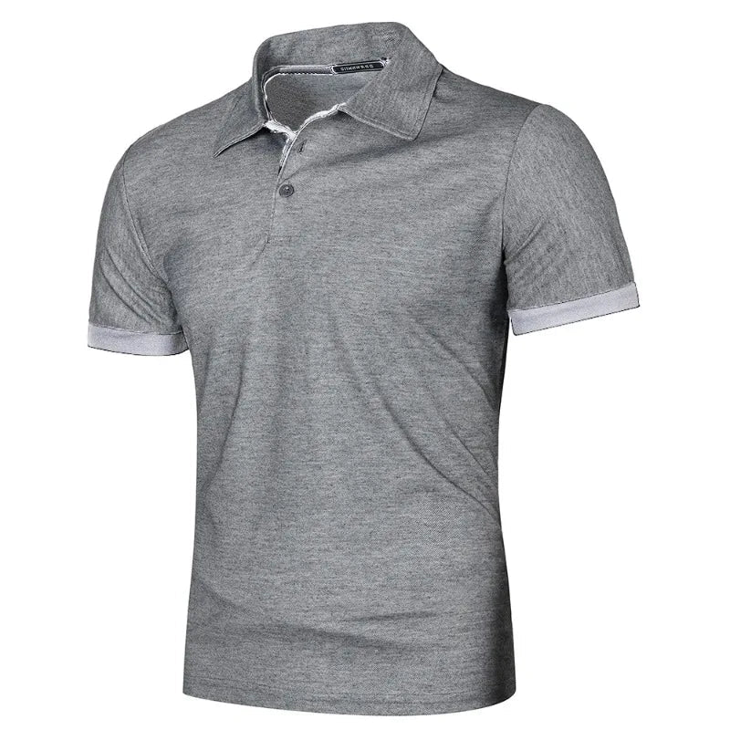 New Mens Short Sleeve Polo Shirt Solid Color Streetwear Lightweight Lapel Tshirts for Men Summer Jogging Sport Tops - Clothesfassion.store
