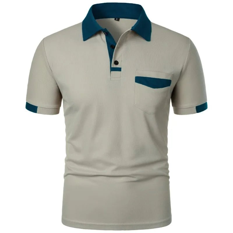 New Men's Short Sleeve T Shirts Solid Color Polo Shirt with Pockets Breathable Loose Basic Shirts for Men Lightweight Tops - Clothesfassion.store