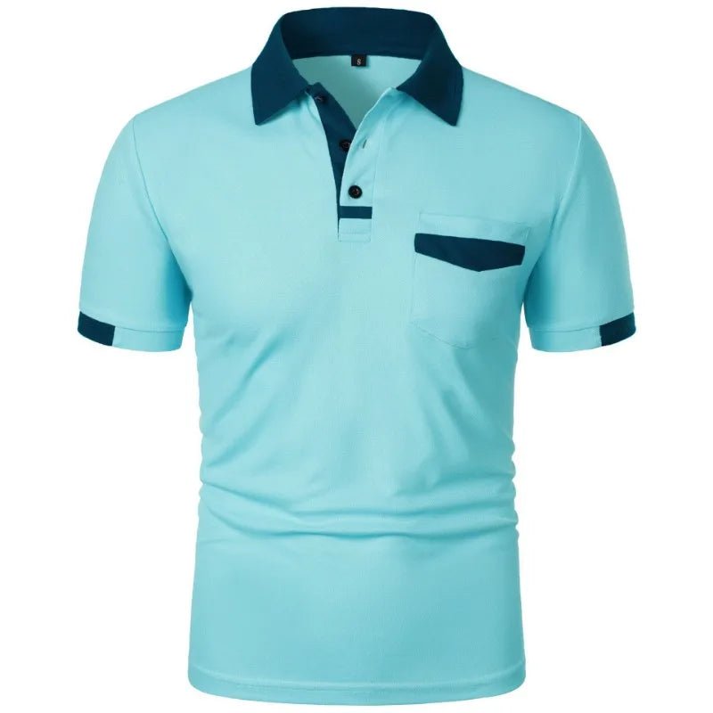 New Men's Short Sleeve T Shirts Solid Color Polo Shirt with Pockets Breathable Loose Basic Shirts for Men Lightweight Tops - Clothesfassion.store