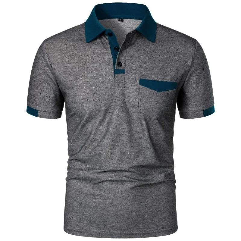 New Men's Short Sleeve T Shirts Solid Color Polo Shirt with Pockets Breathable Loose Basic Shirts for Men Lightweight Tops - Clothesfassion.store
