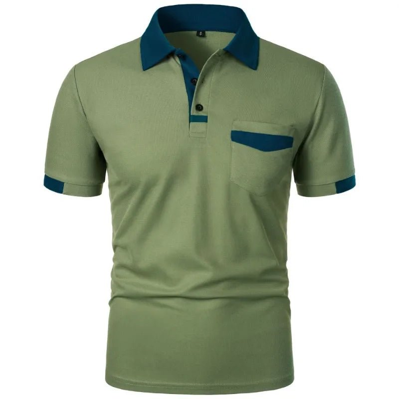 New Men's Short Sleeve T Shirts Solid Color Polo Shirt with Pockets Breathable Loose Basic Shirts for Men Lightweight Tops - Clothesfassion.store