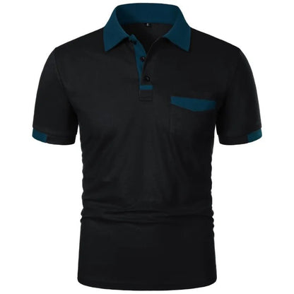 New Men's Short Sleeve T Shirts Solid Color Polo Shirt with Pockets Breathable Loose Basic Shirts for Men Lightweight Tops - Clothesfassion.store