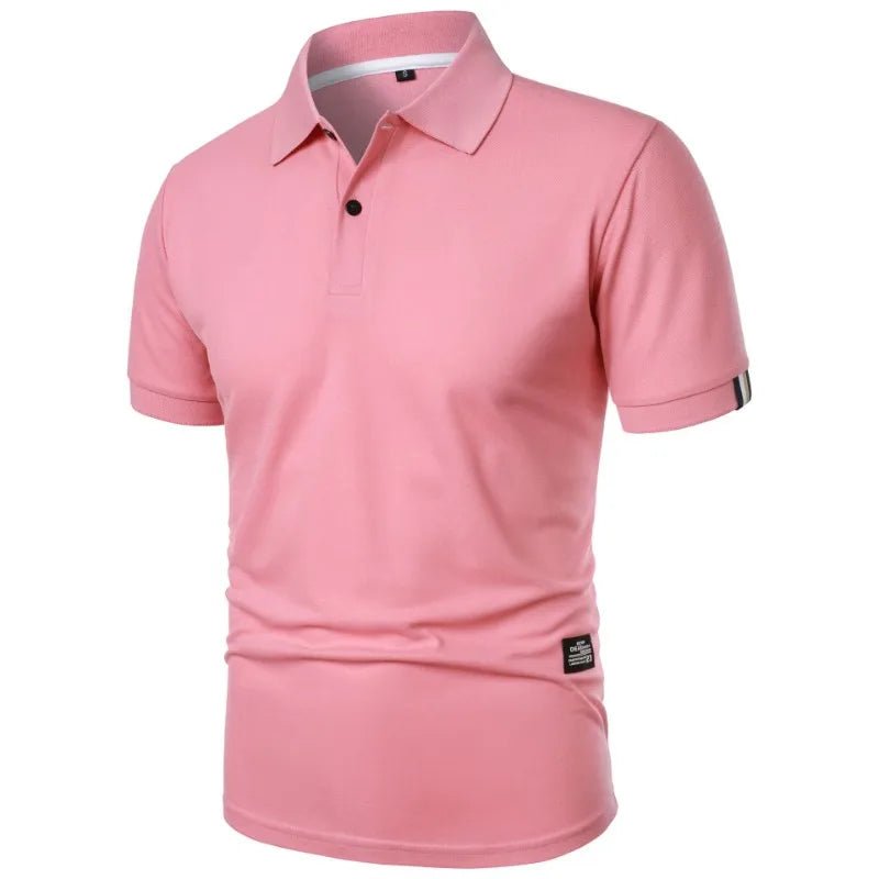 New Solid Color Polo Shirt Men's Short Sleeve Button Tshirts Lapel Lightweight Streetwear Sport Casual Tops - Clothesfassion.store
