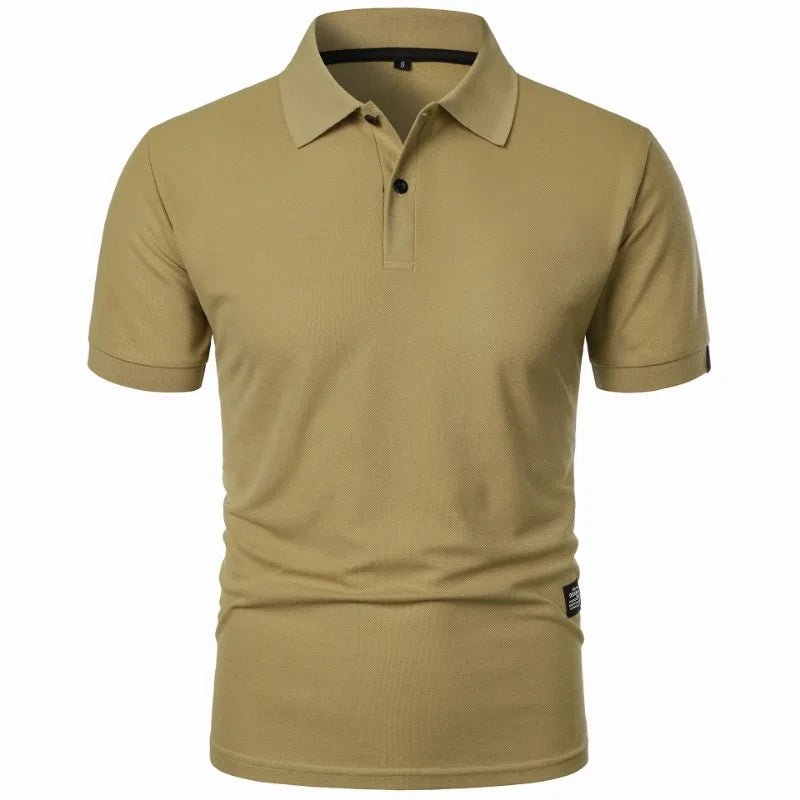 New Solid Color Polo Shirt Men's Short Sleeve Button Tshirts Lapel Lightweight Streetwear Sport Casual Tops - Clothesfassion.store