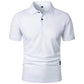 New Solid Color Polo Shirt Men's Short Sleeve Button Tshirts Lapel Lightweight Streetwear Sport Casual Tops - Clothesfassion.store