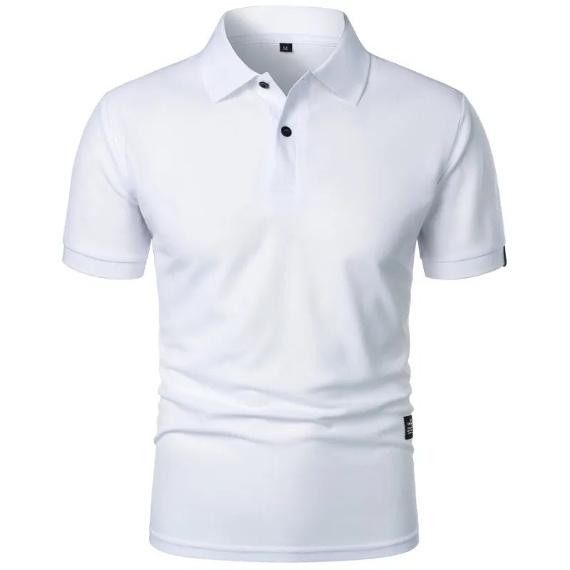 New Solid Color Polo Shirt Men's Short Sleeve Button Tshirts Lapel Lightweight Streetwear Sport Casual Tops - Clothesfassion.store