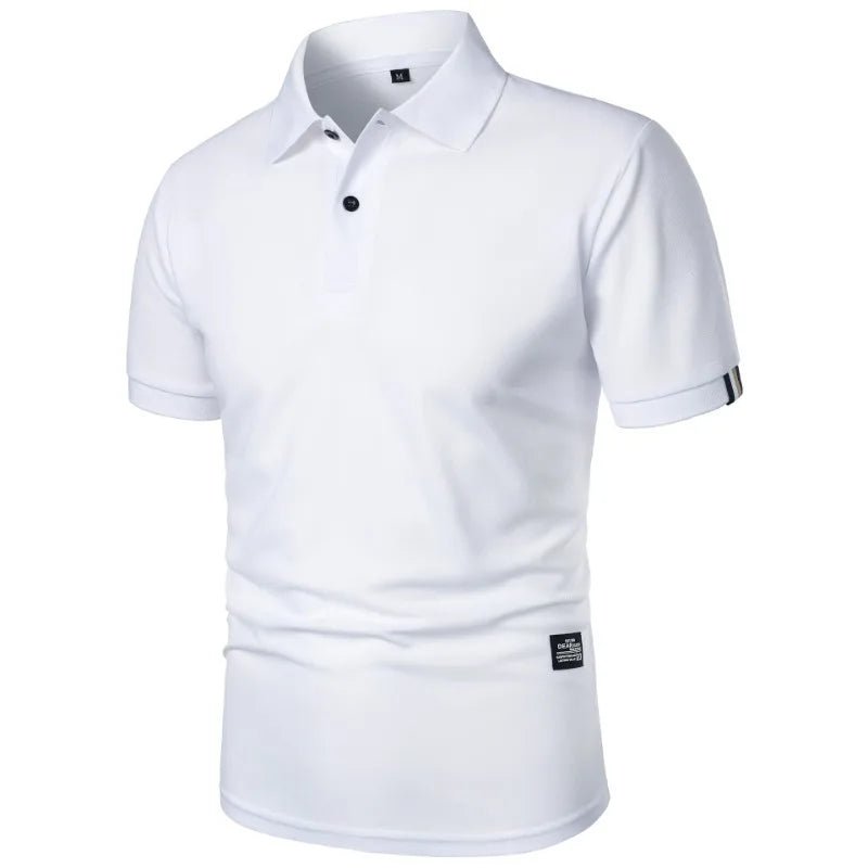 New Solid Color Polo Shirt Men's Short Sleeve Button Tshirts Lapel Lightweight Streetwear Sport Casual Tops - Clothesfassion.store