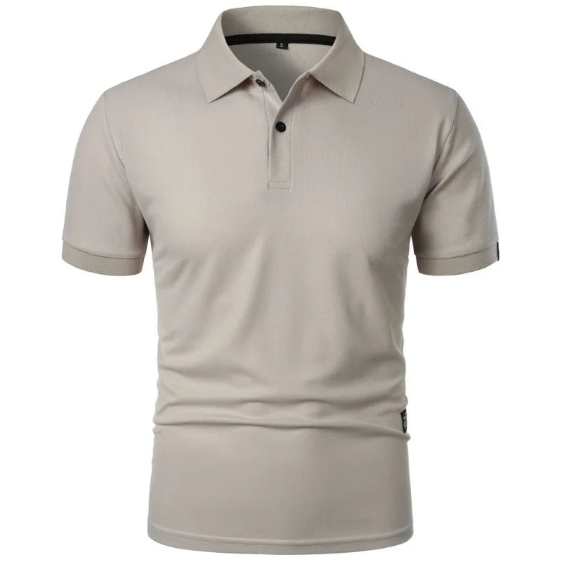 New Solid Color Polo Shirt Men's Short Sleeve Button Tshirts Lapel Lightweight Streetwear Sport Casual Tops - Clothesfassion.store