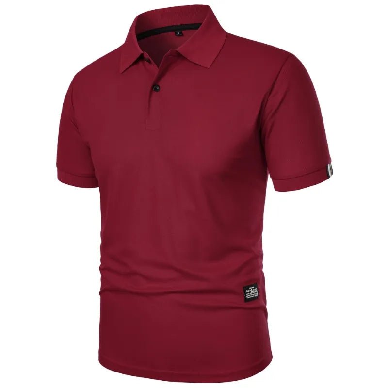New Solid Color Polo Shirt Men's Short Sleeve Button Tshirts Lapel Lightweight Streetwear Sport Casual Tops - Clothesfassion.store