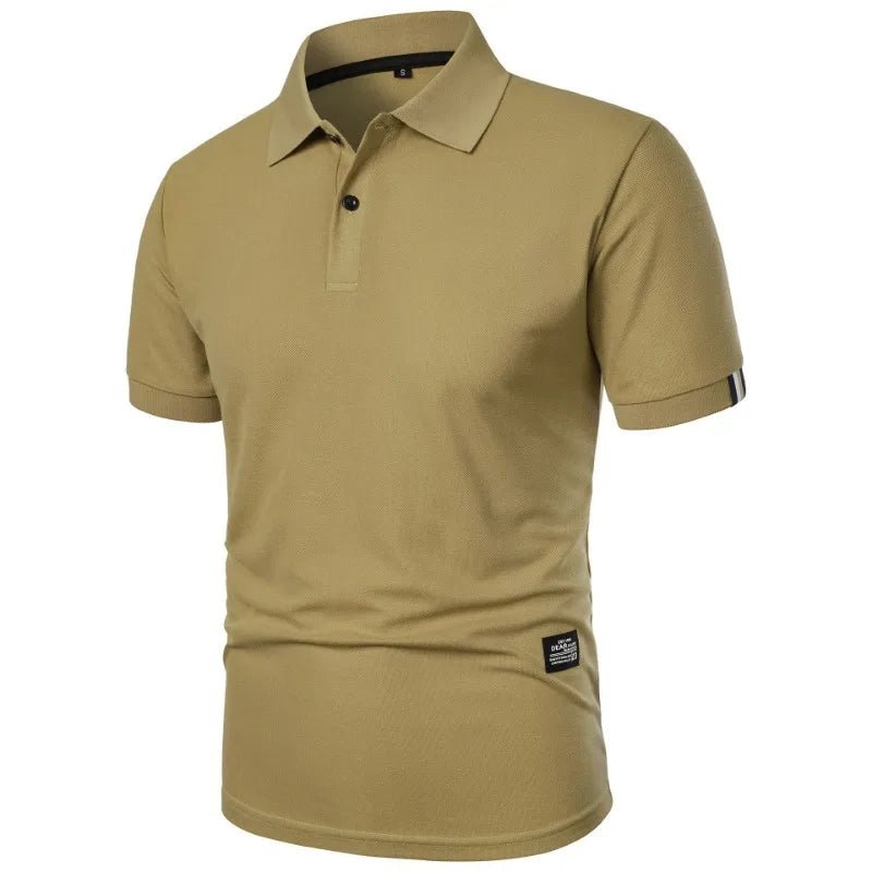 New Solid Color Polo Shirt Men's Short Sleeve Button Tshirts Lapel Lightweight Streetwear Sport Casual Tops - Clothesfassion.store
