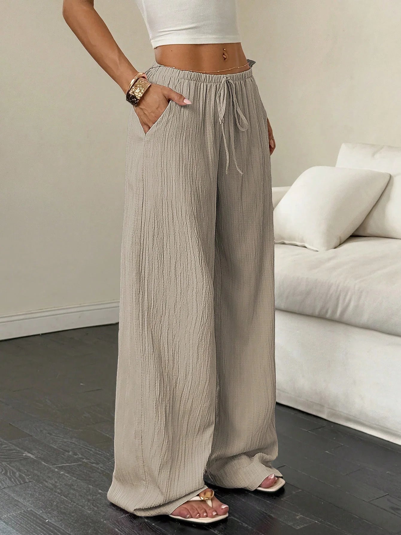 New straight leg floor length pants with European and American temperament - Clothesfassion.store