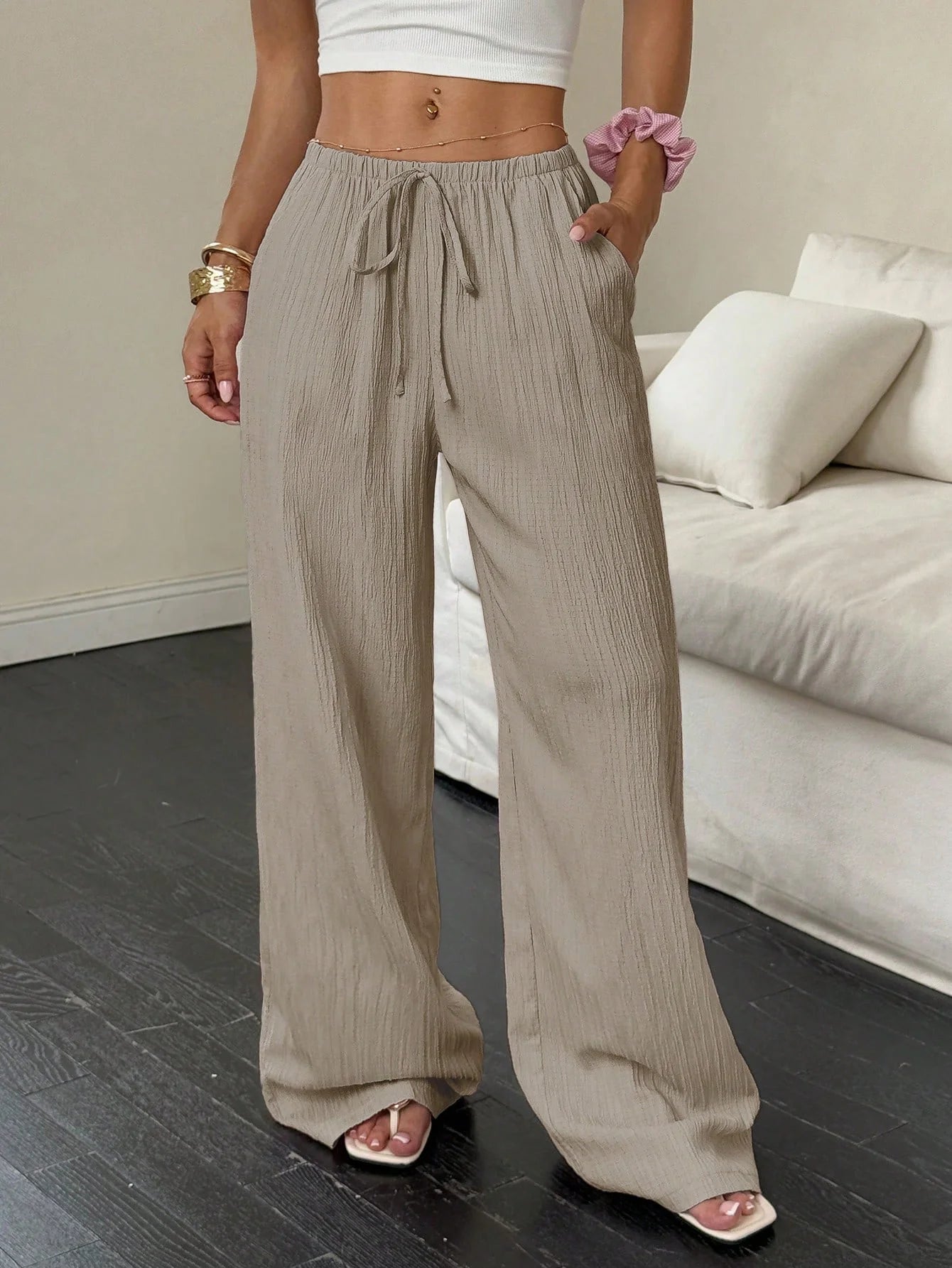 New straight leg floor length pants with European and American temperament - Clothesfassion.store