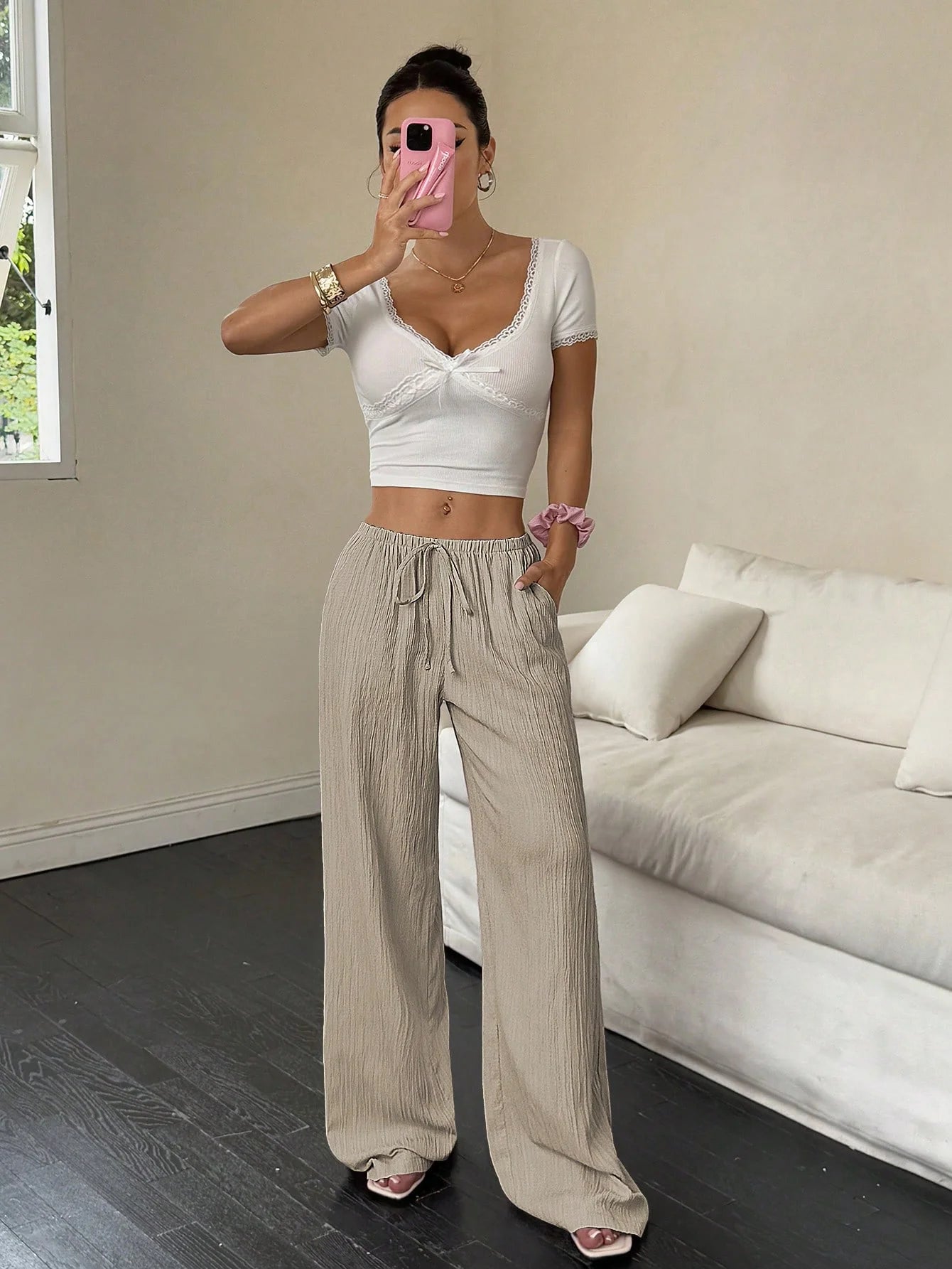 New straight leg floor length pants with European and American temperament - Clothesfassion.store