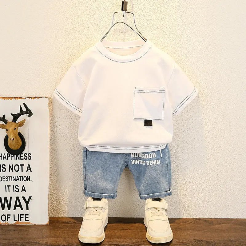 New Summer Baby Boy Kids Clothes Children Clothing Suit Tops Short - sleeve T-shirt Pants 2pcs/set Sport Infant 0 - 5 Years - Clothesfassion.store