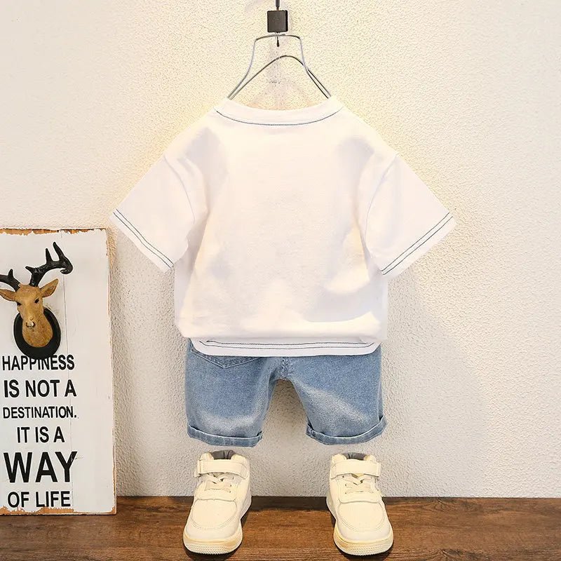 New Summer Baby Boy Kids Clothes Children Clothing Suit Tops Short - sleeve T-shirt Pants 2pcs/set Sport Infant 0 - 5 Years - Clothesfassion.store
