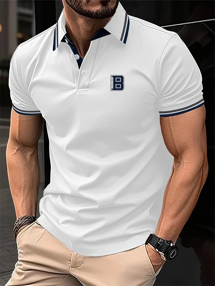 New Summer Men's Short - sleeved Fashion T-shirt Slim Polyester Polo Shirt Men's Business Casual Lapel Golf Short - sleeved Clothing - Clothesfassion.store