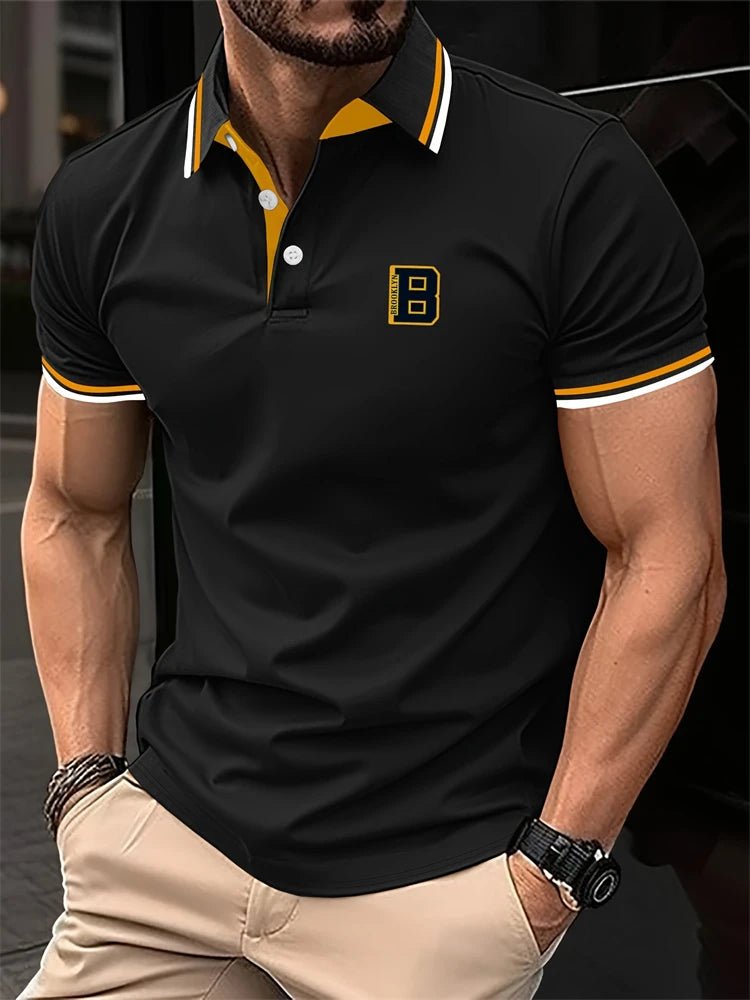 New Summer Men's Short - sleeved Fashion T-shirt Slim Polyester Polo Shirt Men's Business Casual Lapel Golf Short - sleeved Clothing - Clothesfassion.store