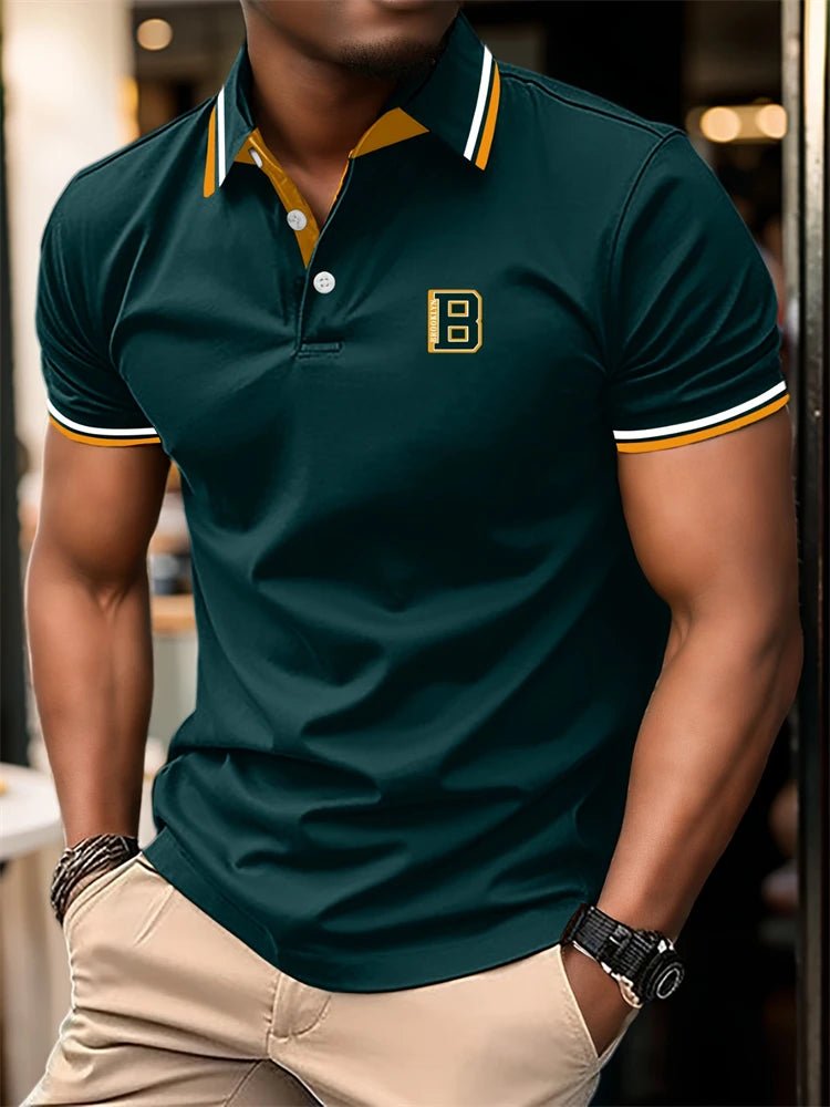 New Summer Men's Short - sleeved Fashion T-shirt Slim Polyester Polo Shirt Men's Business Casual Lapel Golf Short - sleeved Clothing - Clothesfassion.store