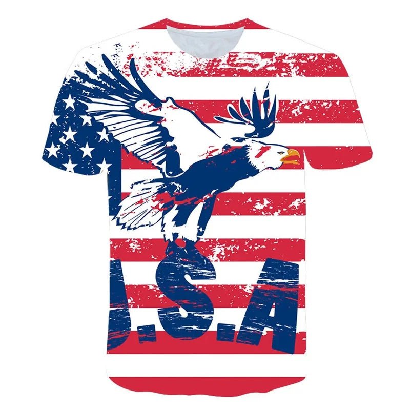 New USA Flag T-Shirt Men Women Stripes And Stars Pattern 3D Printed T Shirts Eagle American Flag Men's T-Shirts Summer Tops Tees - Clothesfassion.store