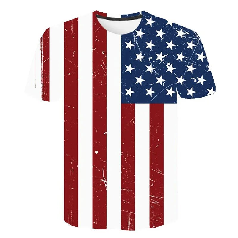 New USA Flag T-Shirt Men Women Stripes And Stars Pattern 3D Printed T Shirts Eagle American Flag Men's T-Shirts Summer Tops Tees - Clothesfassion.store