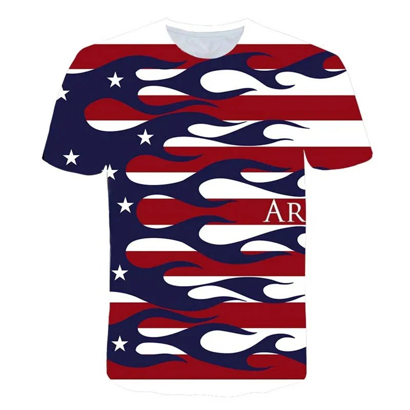 New USA Flag T-Shirt Men Women Stripes And Stars Pattern 3D Printed T Shirts Eagle American Flag Men's T-Shirts Summer Tops Tees - Clothesfassion.store