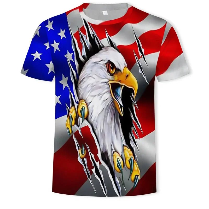 New USA Flag T-Shirt Men Women Stripes And Stars Pattern 3D Printed T Shirts Eagle American Flag Men's T-Shirts Summer Tops Tees - Clothesfassion.store