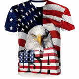 New USA Flag T-Shirt Men Women Stripes And Stars Pattern 3D Printed T Shirts Eagle American Flag Men's T-Shirts Summer Tops Tees - Clothesfassion.store