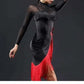 New Women Dresses Big Red Flower Tassel Dance Skirt Latin Dancing Long Sleeve Dress Latina Black Sexy Girls Adult Costume Rumba - Clothesfassion.store