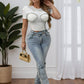 New Women's Jeans With Double Waistbands, Multiple Pockets, Hip - lifting Design, And Holes, Available In Stock - Clothesfassion.store